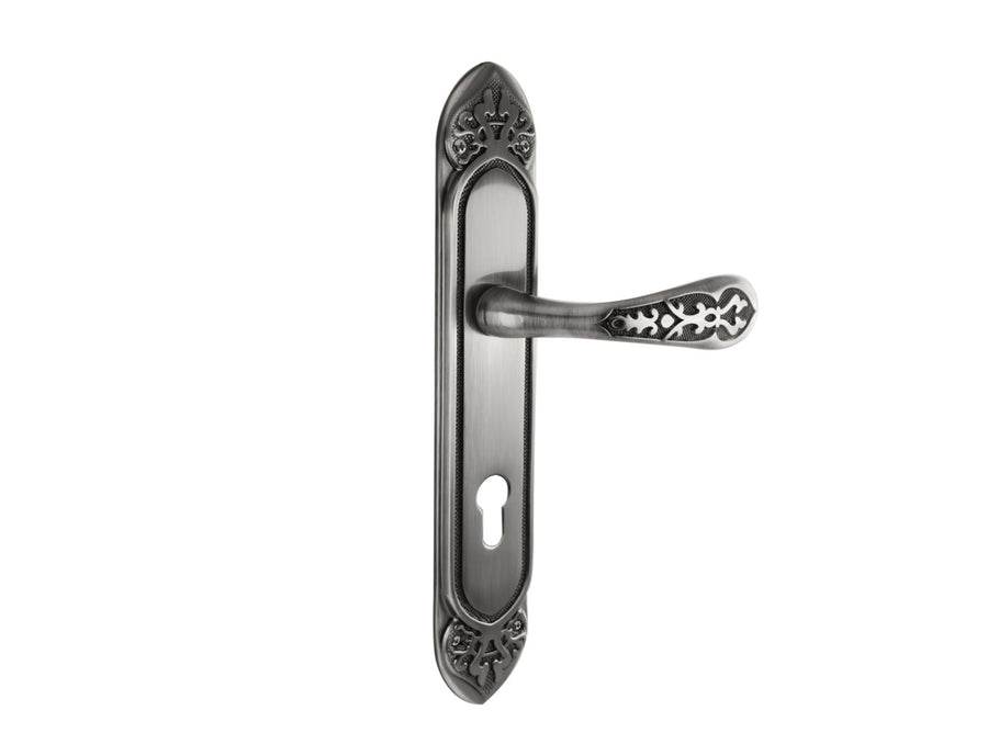 Bronces Mestre Mihrab Door lever handles set on plates with keyhole europrofile 85mm - 0A4144-85Y