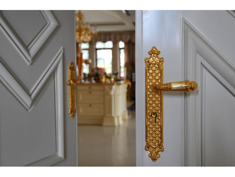 Clasica Door lever handles set on plates in interior - Bronces Mestre