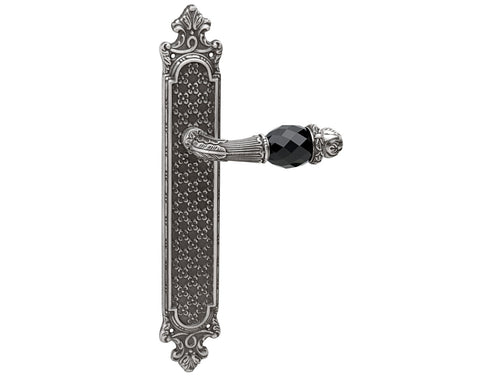 Clasica Door lever handles set on plates with Swarovski black crystal