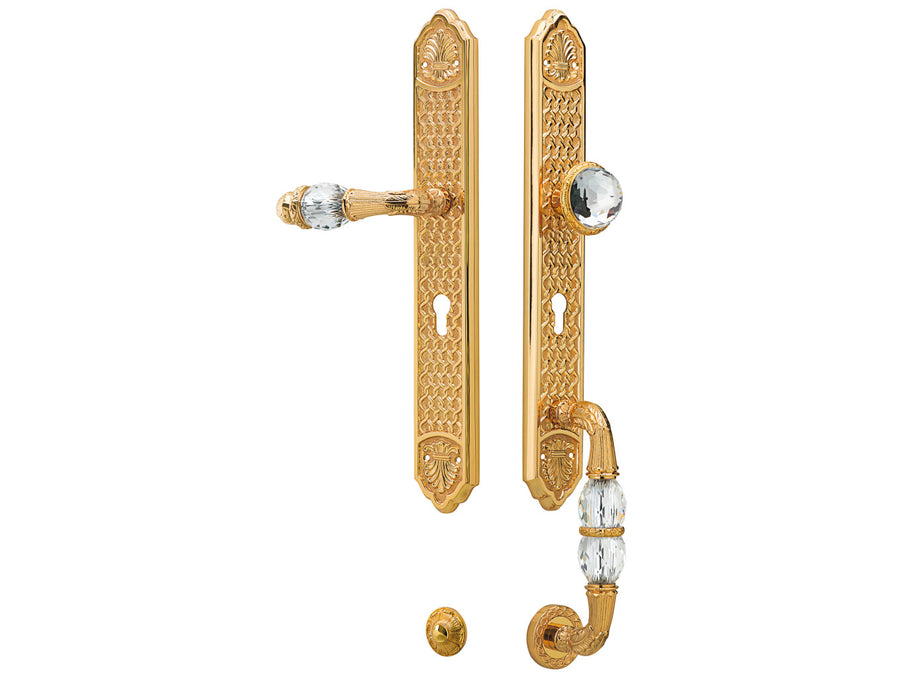 Bronces Mestre Clasica Entrance door set with Swarovski crystal keyhole europrofile 85mm - 0J3007-SZ85