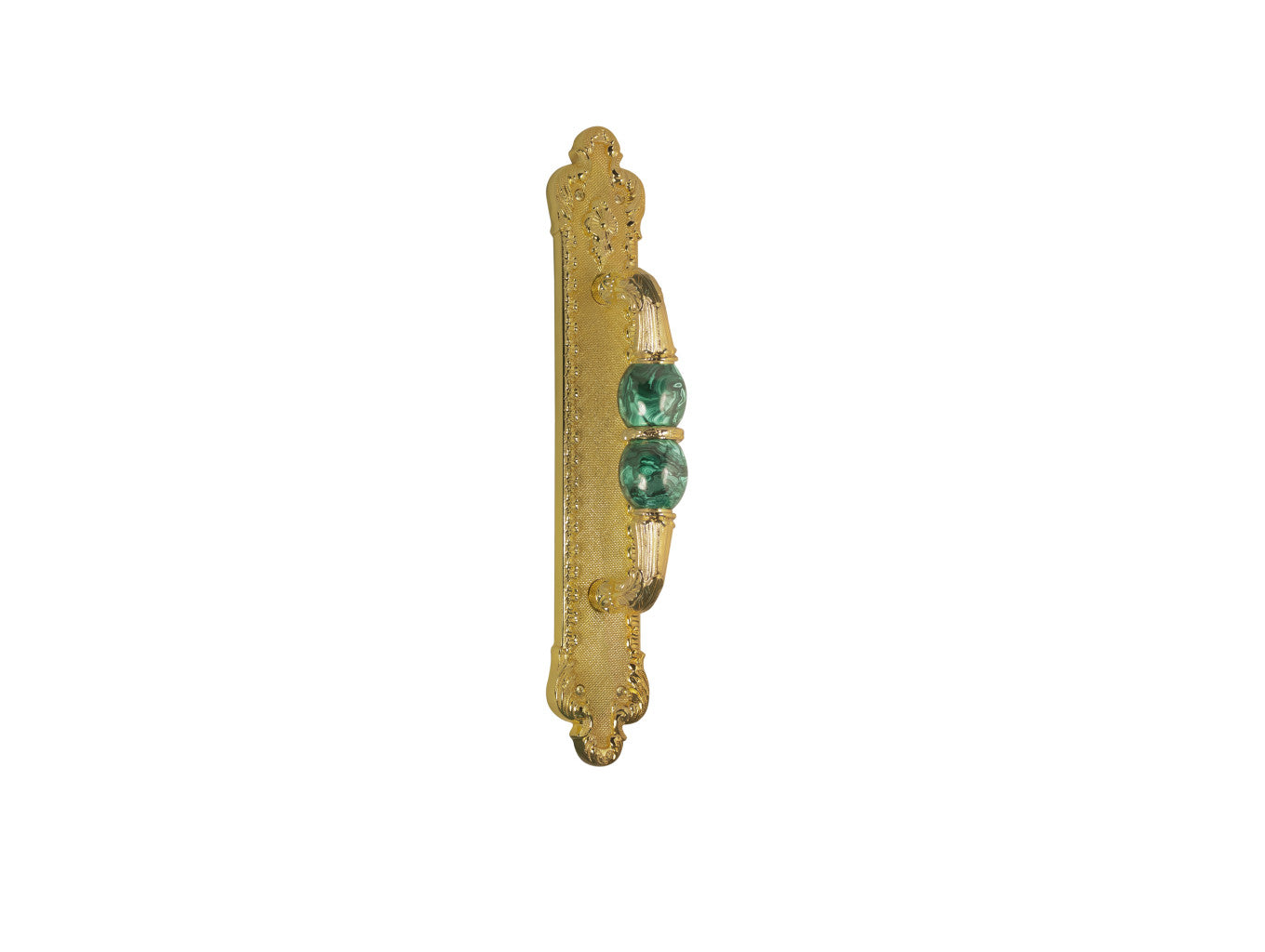 Bronces Mestre Treasure Precious Malachite Door pull handle on plate with malachite stone - 0M2405