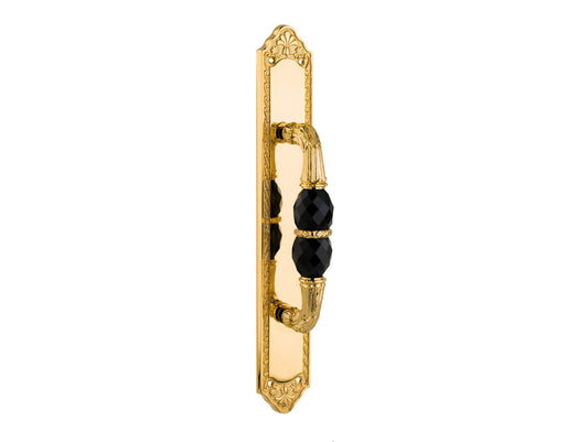 Bronces Mestre Clasica Door pull handle on plate with Swarovski black crystal - 0M2905