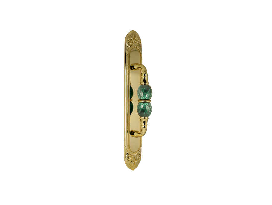 Bronces Mestre Mihrab Precious Door pull handle on plate with malachite stone 60x400mm - 0M4406-ML0
