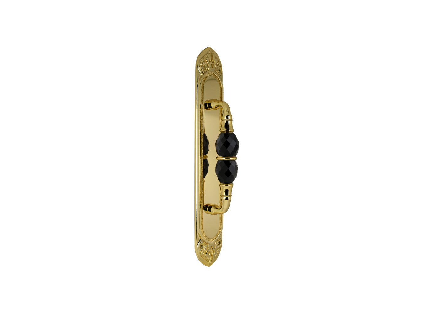 Bronces Mestre Mihrab Door pull handle on plate with black Swarovski crystal 60x400mm - 0M4406-SN0