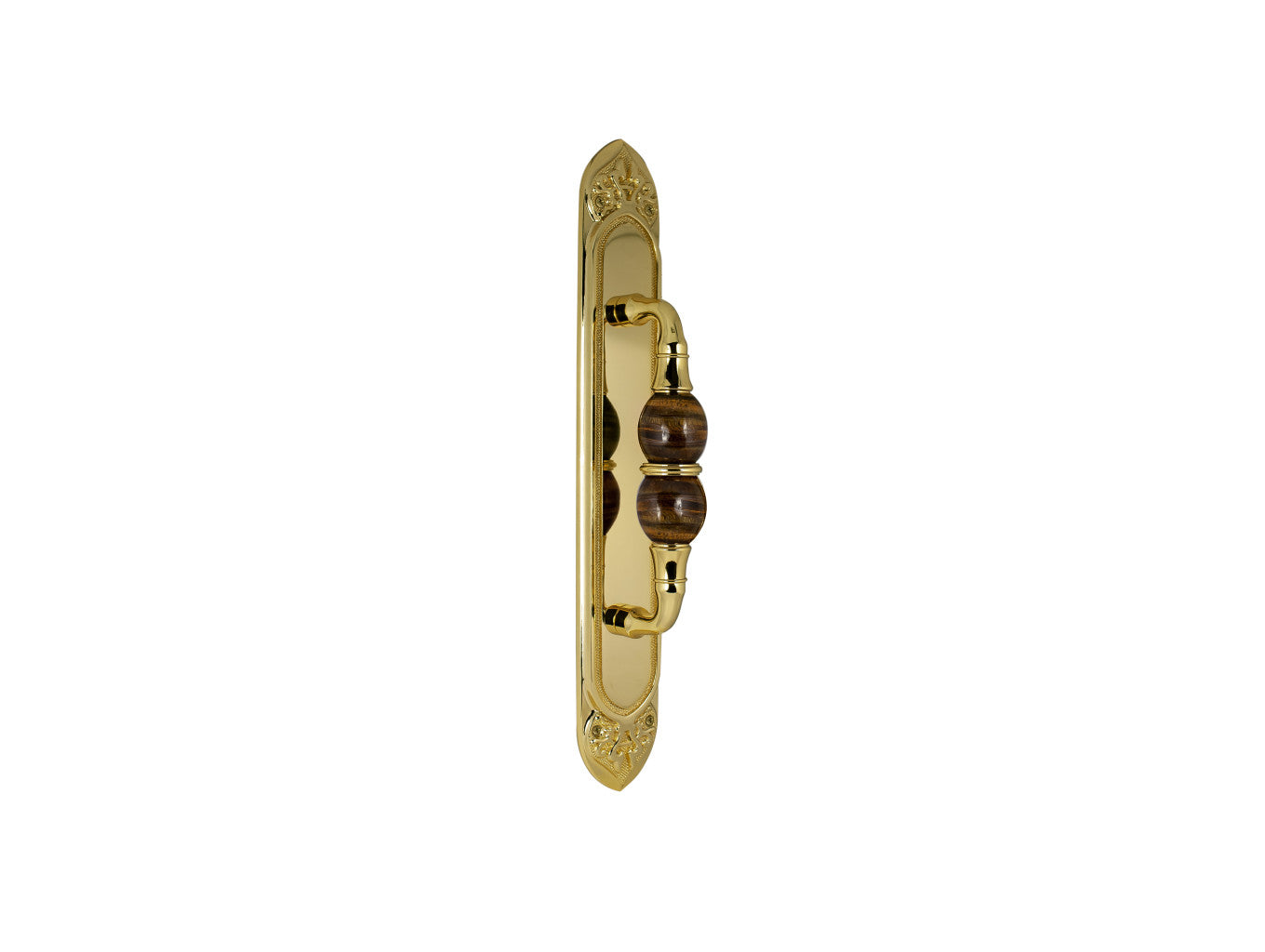 Bronces Mestre Mihrab Precious Door pull handle on plate with tiger eye stone 60x400mm - 0M4406-TG0