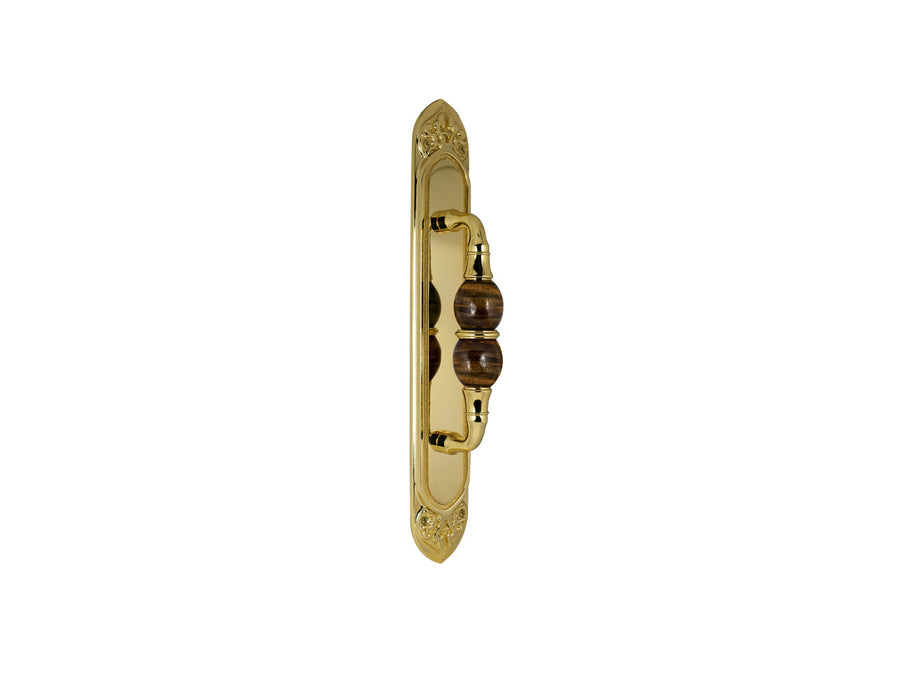Bronces Mestre Mihrab Precious Door pull handle on plate with tiger eye stone 60x400mm - 0M4406-TG0