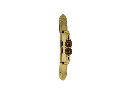 Bronces Mestre Mihrab Precious Door pull handle on plate with tiger eye stone 60x400mm - 0M4406-TG0