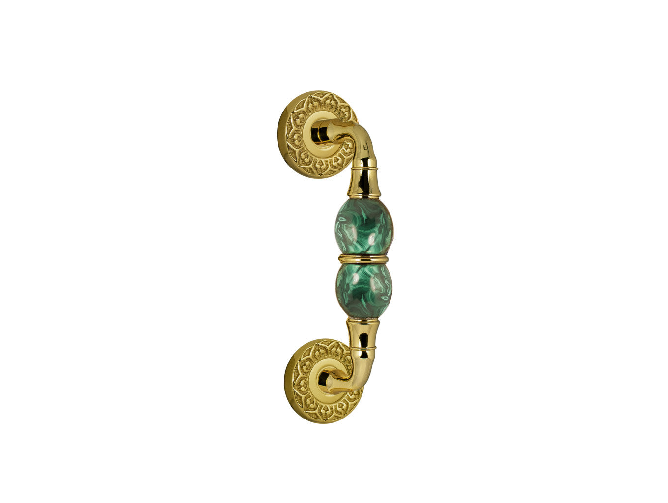 Bronces Mestre Mihrab Precious Door pull handle on rosettes with malachite stone - 0N4406-ML0