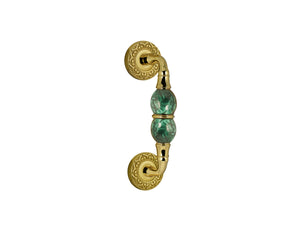 Bronces Mestre Mihrab Precious Door pull handle on rosettes with malachite stone - 0N4406-ML0