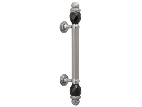 Clasica Door pull handle on rosettes 340mm with Swarovski black crystal