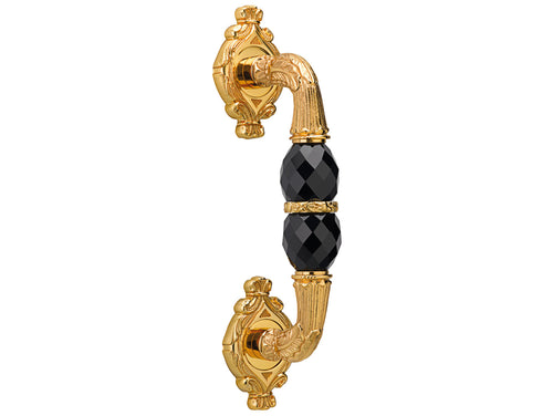 Clasica Door pull handle on rosettes with Swarovski black crystal