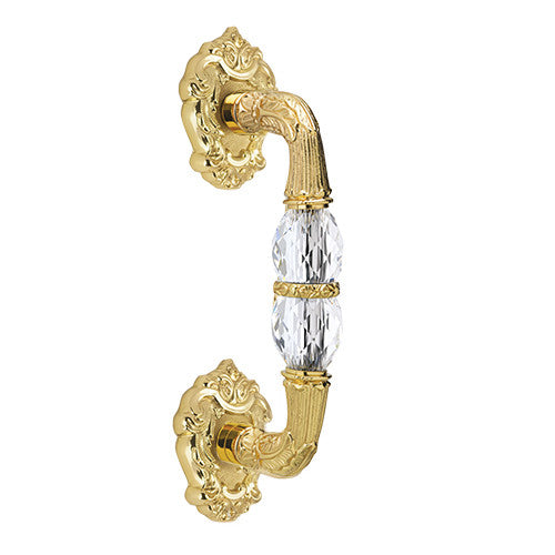 Treasure Door Pull Handle on Roses with Swarovski Crystal