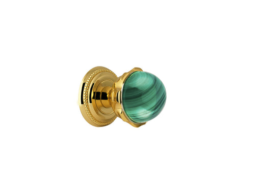 Metropolis Precious Door knob handles set on roses with malachite stone