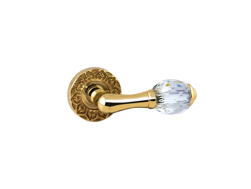 Mihrab Door lever handles set on roses with Swarovski crystal