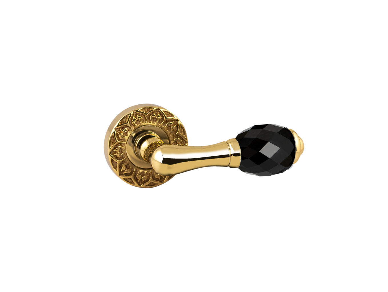 Bronces Mestre Mihrab Door lever handles set on roses with black Swarovski crystal - 0R4440-N00