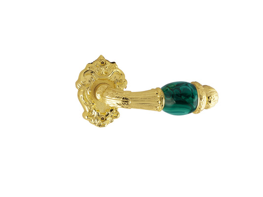 Bronces Mestre Treasure Precious Malachite Door lever handles set on roses with malachite stone - 0R7441