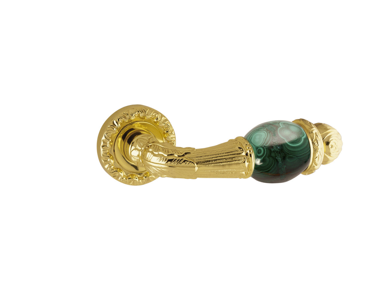 Bronces Mestre Treasure Precious Malachite Door lever handle set on rose with malachite stone - 0R7541