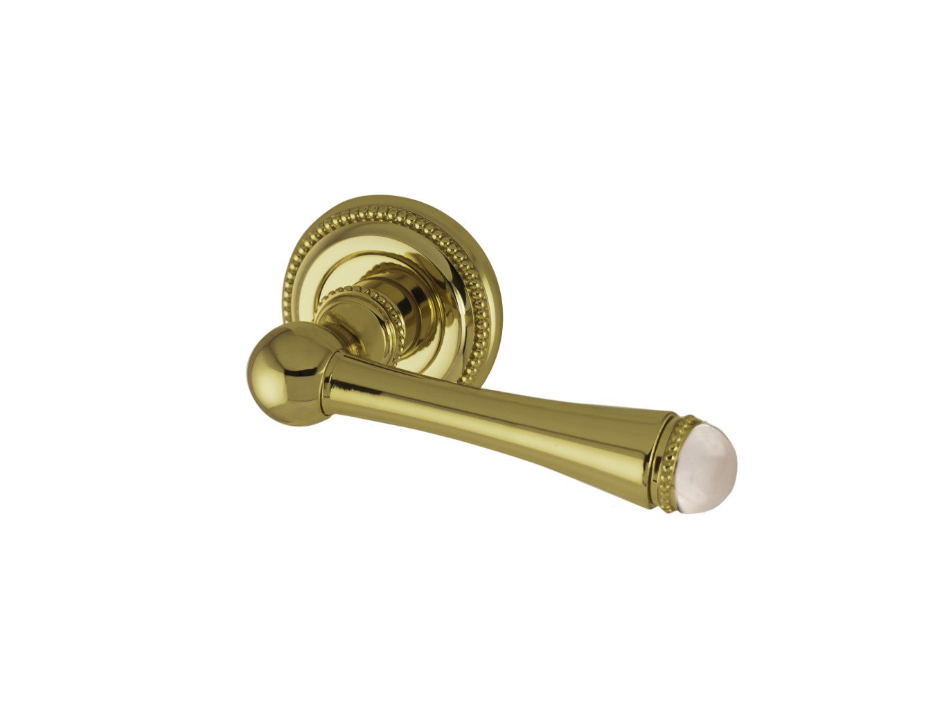 Bronces Mestre Metropolis Precious Door lever handles set on roses with pink quartz stone - 0R8585-QTP