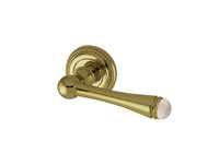 Bronces Mestre Metropolis Precious Door lever handles set on roses with pink quartz stone - 0R8585-QTP