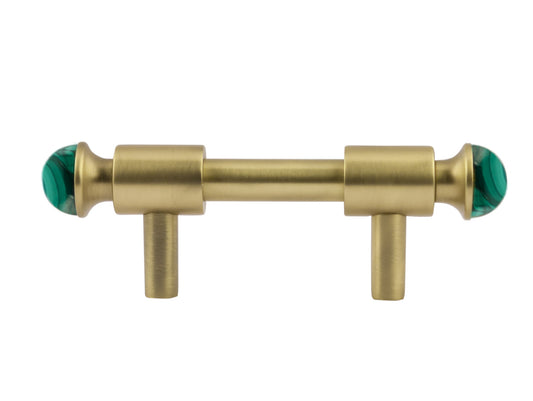Bronces Mestre Treasure Precious Malachite Wardrobe pull with malachite stone 64mm between centers - 0T5000-ML64