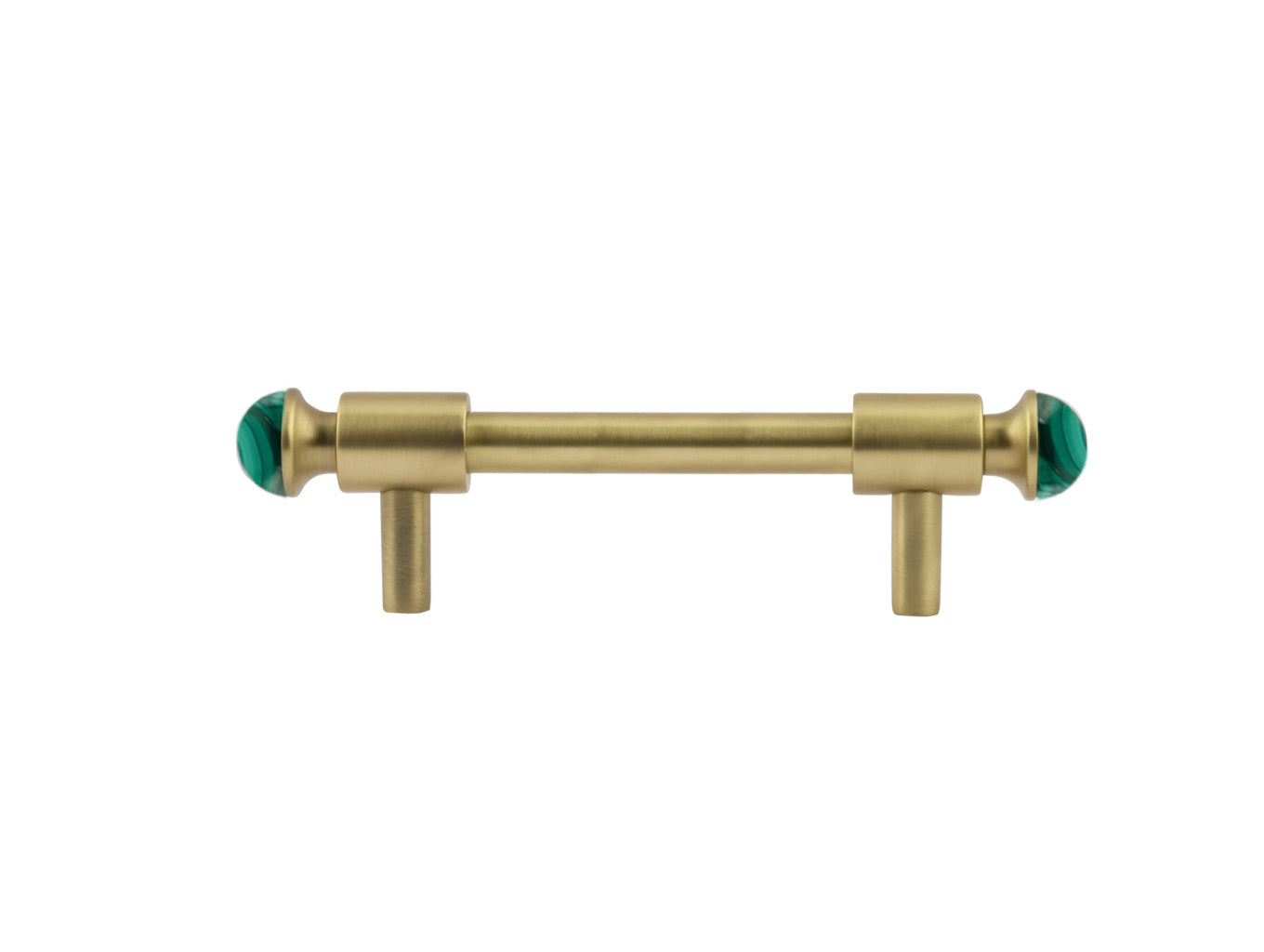 Bronces Mestre Treasure Precious Malachite Wardrobe pull with malachite stone 96mm between centers - 0T5000-ML96