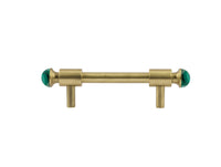 Bronces Mestre Treasure Precious Malachite Wardrobe pull with malachite stone 96mm between centers - 0T5000-ML96