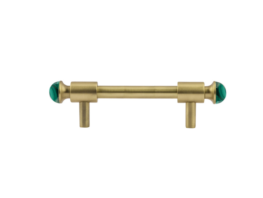 Bronces Mestre Treasure Precious Malachite Wardrobe pull with malachite stone 96mm between centers - 0T5000-ML96
