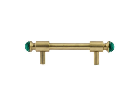 Bronces Mestre Treasure Precious Malachite Wardrobe pull with malachite stone 96mm between centers - 0T5000-ML96