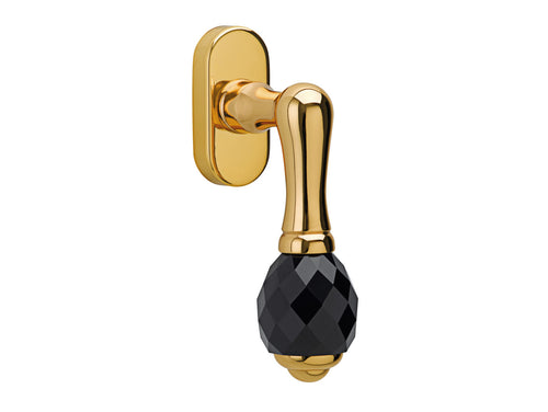 Clasica Window handle on rosette with Swarovski black crystal