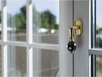 Clasica Window handle on rosette with Swarovski black crystal in interior - Bronces Mestre