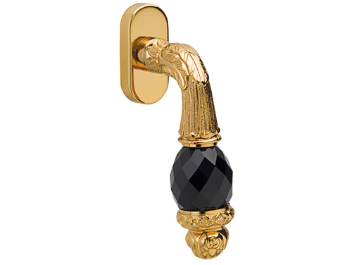 Clasica Window handle on rosette with Swarovski black crystal