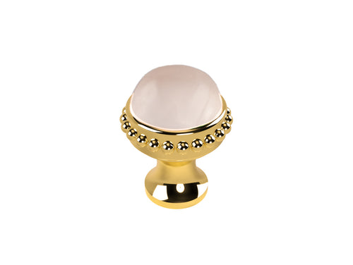 Metropolis Precious Cabinet knob diameter 26mm with pink quartz stone