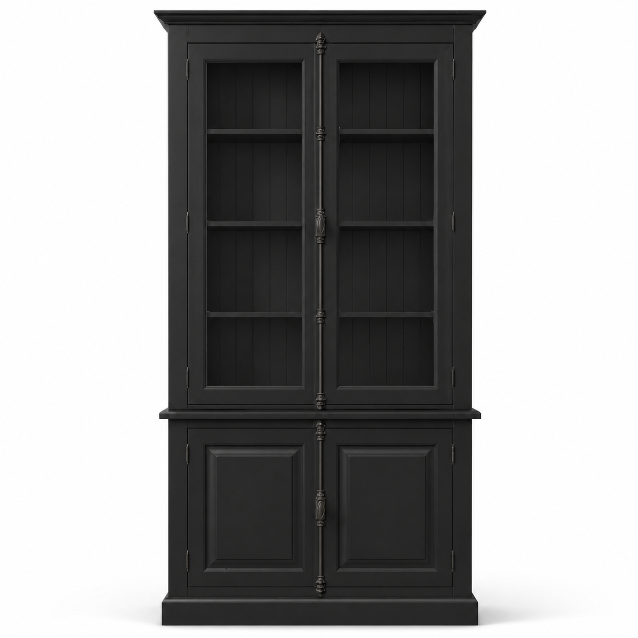 Display Cabinet - Somerset - Solid Pine - 120 x 50 x 228 cm - Black