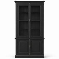 Display Cabinet - Somerset - Solid Pine - 120 x 50 x 228 cm - Black