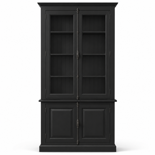 Display Cabinet - Somerset - Solid Pine - 120 x 50 x 228 cm - Black