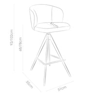 Lazio Bar Stool - Natural Oasis 01 Fabric - Black Metal Base with Footrest