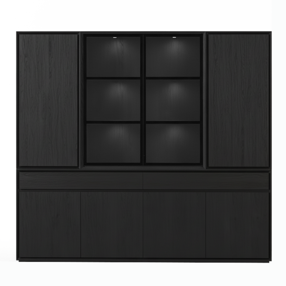 Mezor Large Showcase Cabinet - Black with Glass Display - View 2