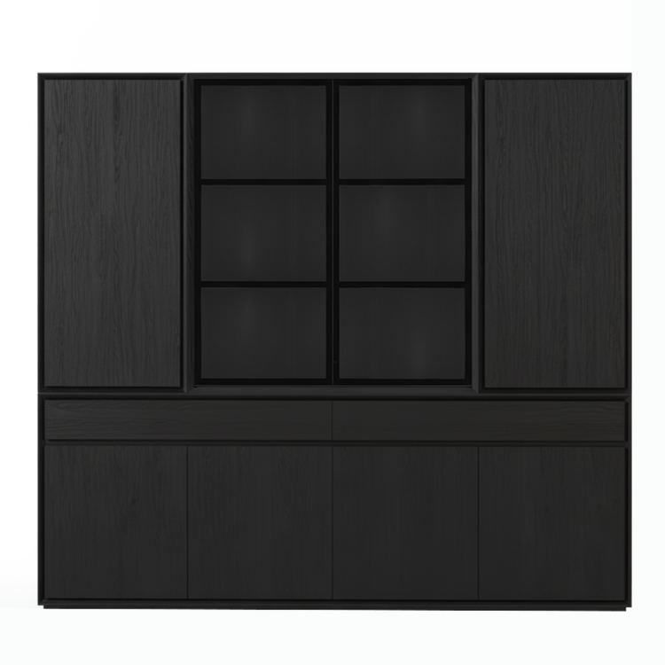 Mezor Large Showcase Cabinet - Black with Glass Display | Marcottestyle