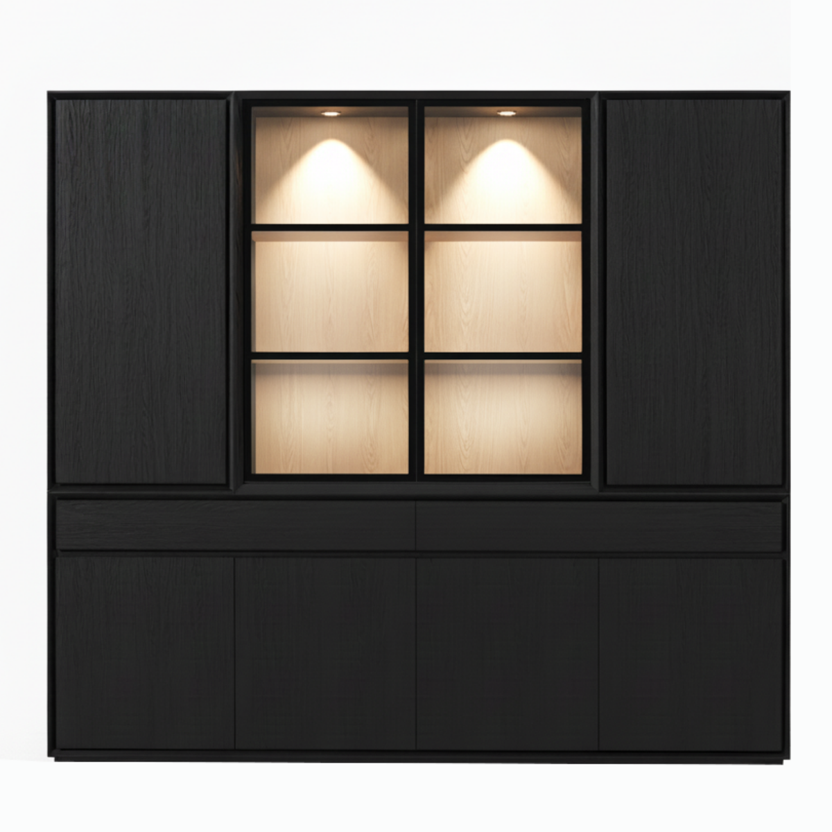 Mezor Large Showcase Cabinet - Black with Glass Display | Marcottestyle