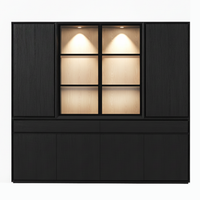 Mezor Large Showcase Armoire - Noir avec Verre Display