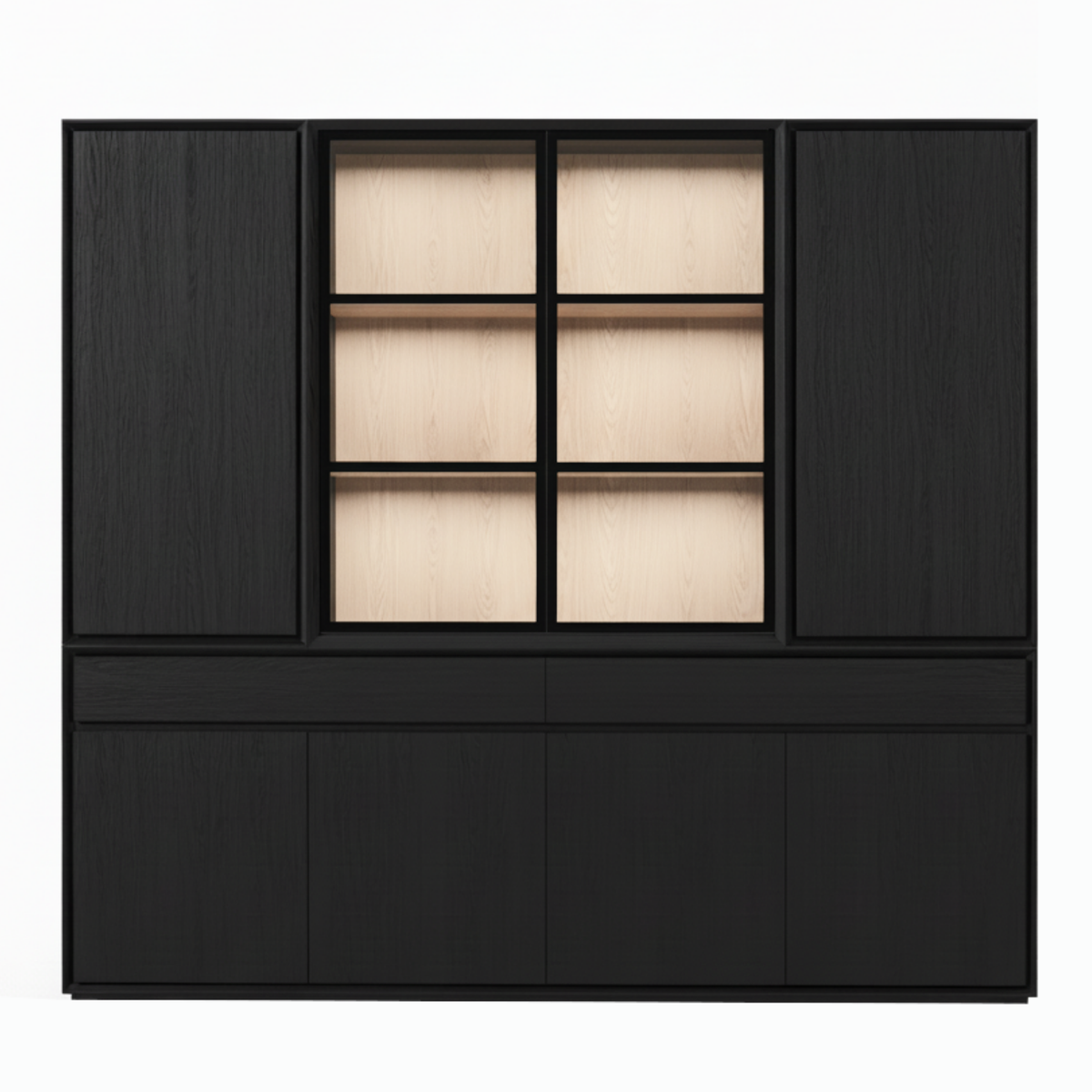 Mezor Large Showcase Cabinet - Black with Glass Display | Marcottestyle