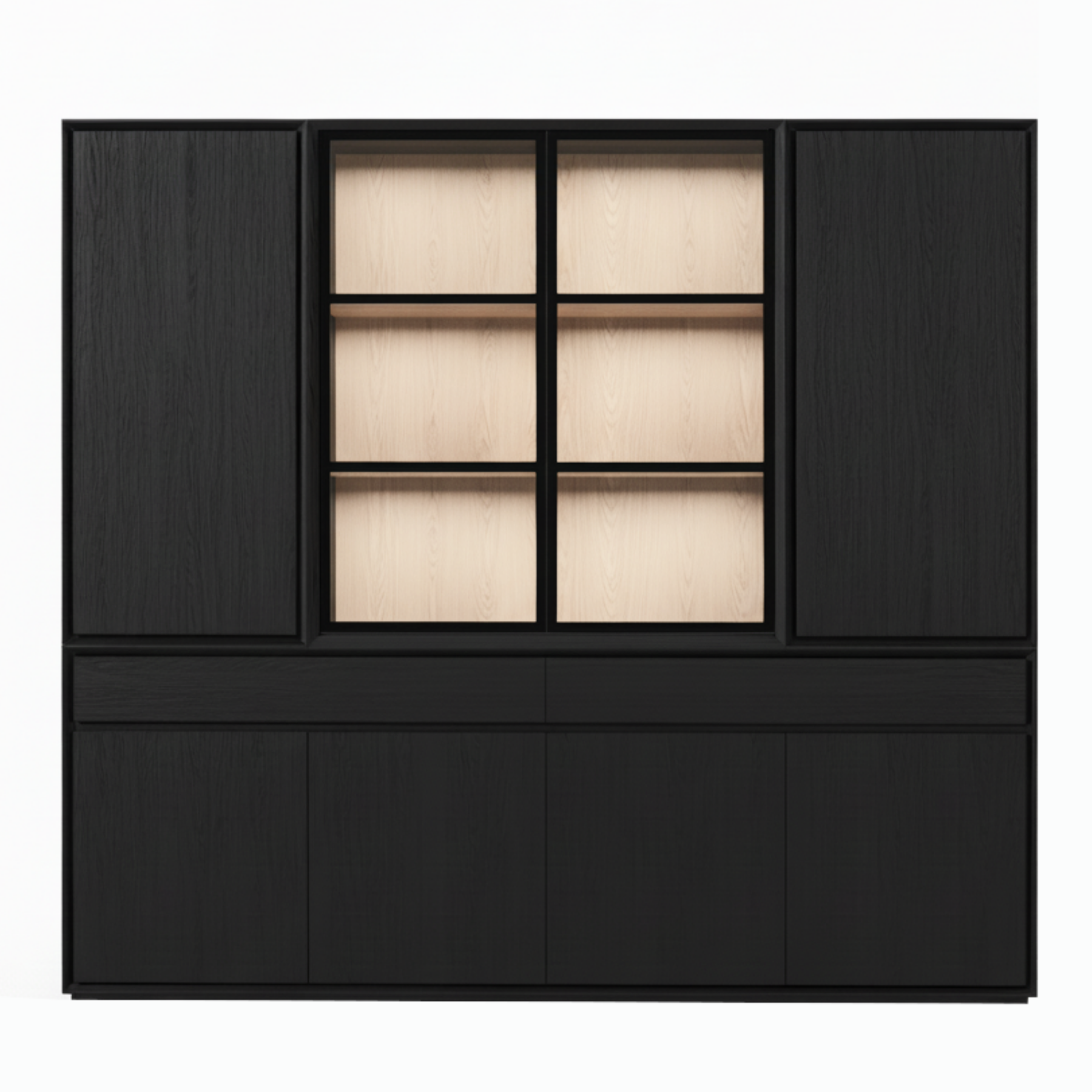 Mezor Large Showcase Armoire - Noir avec Verre Display