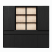 Mezor Large Showcase Armoire - Noir avec Verre Display