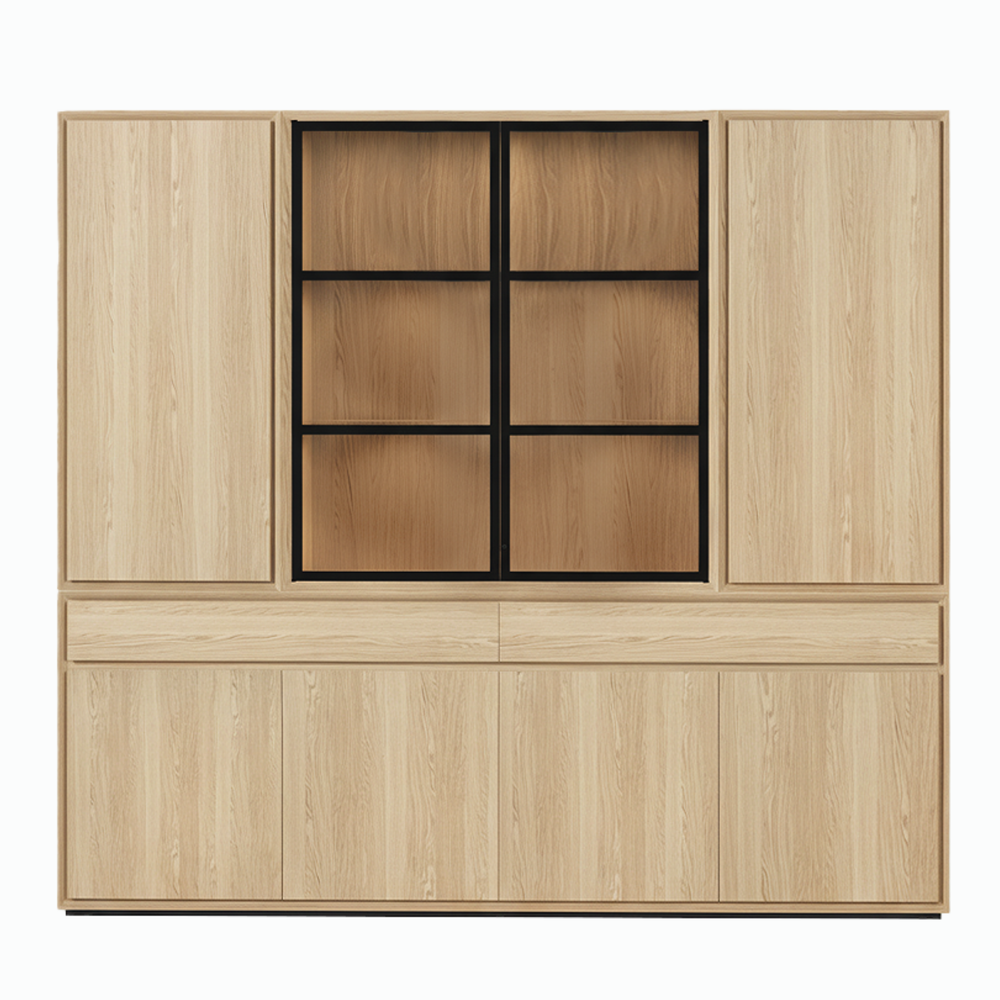Mezor Large Showcase Cabinet - Natural Oak with Glass Display