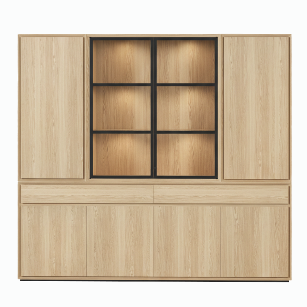 Mezor Large Showcase Cabinet - Natural Oak with Glass Display - View 2