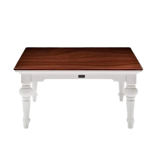 Provence Square Coffee Table - Weiß with Dark Braun Top | Marcottestyle