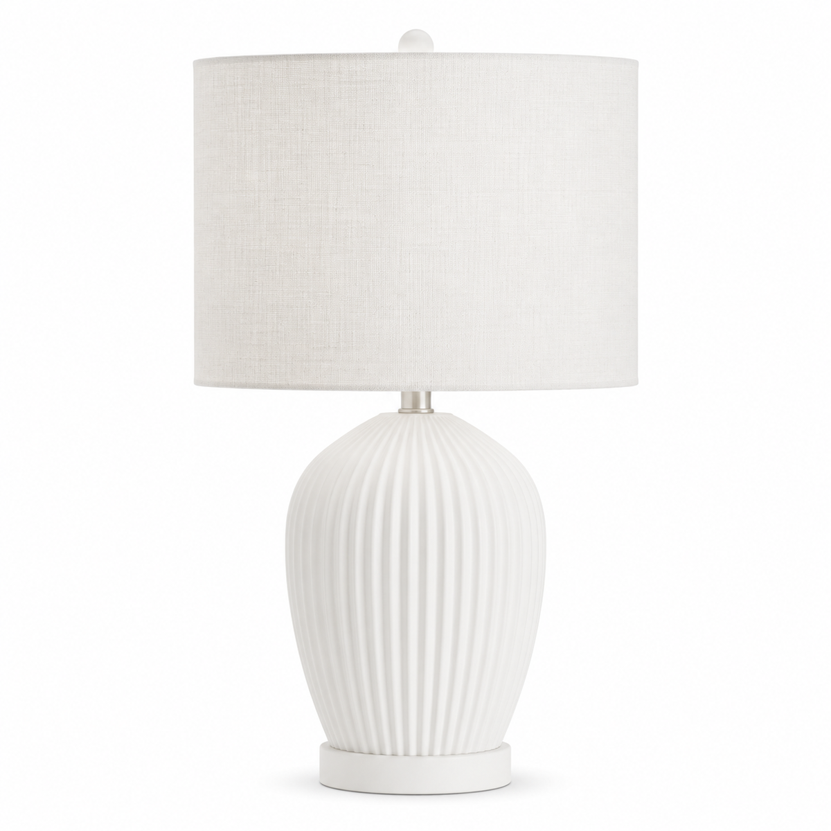 Front-view product shot of the Zola 4688B table lamp in white, from the Zola family, featuring a 1xE27 bulb fitting, refined timeless silhouette at 38 cm height and 30 cm shade base, suited to living rooms and bedrooms, photographed straight-on, by Marcottestyle.
