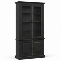 Display Cabinet - Somerset - Solid Pine - 120 x 50 x 228 cm - Black