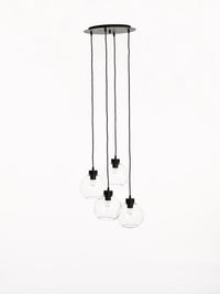 Lampe de plafond 3425-S4 Rouille ronde + Tissu noir 4xE27 | Marcottestyle