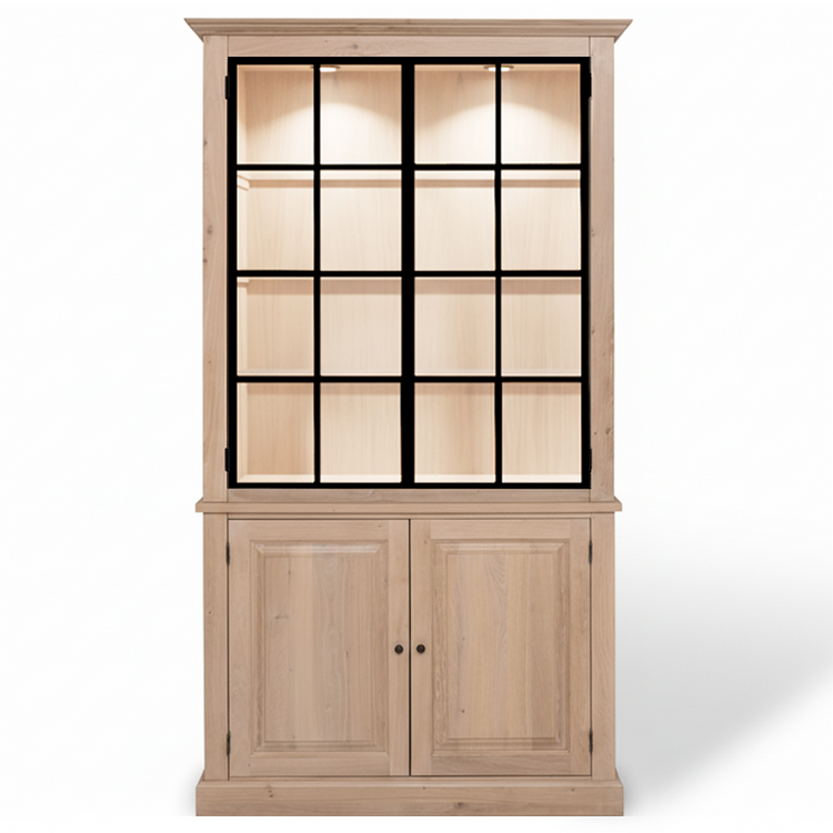 Wexford Display Cabinet - Natural Oak with 2 Glass Panel Doors | Marcottestyle